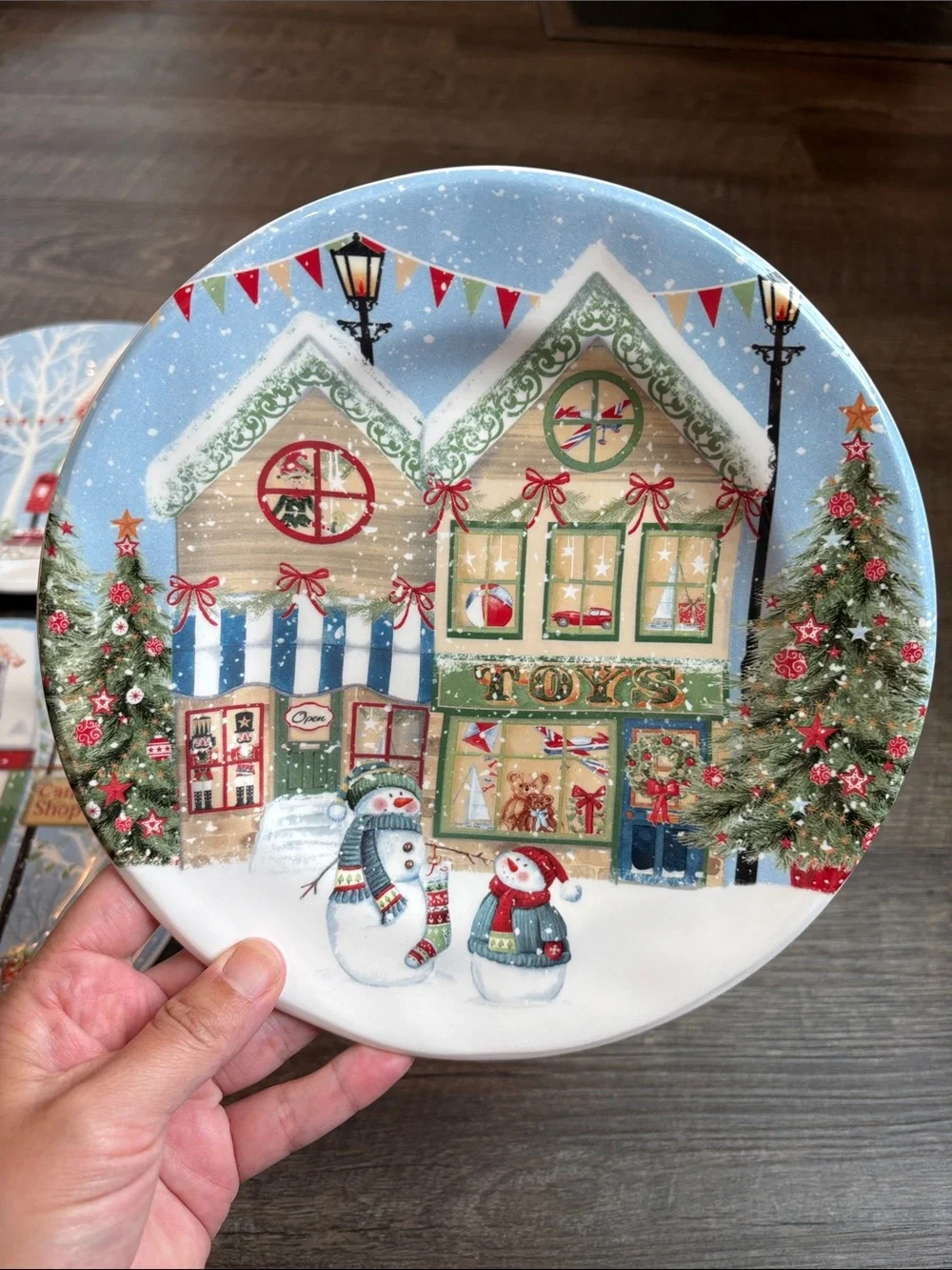 Pier 1 Christmas Village Salad/Dessert Plates Set of 4 Holiday